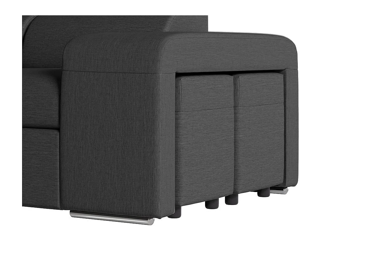 Canapé d'angle gauche 3 places Soan convertible en tissu - Gris anthracite - L262 x P220 x H76cm - Loungitude