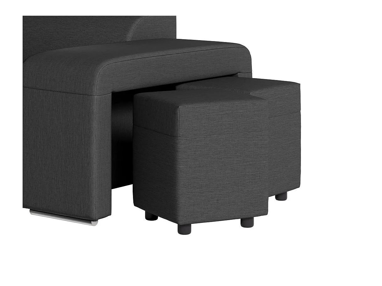 Canapé d'angle gauche 3 places Soan convertible en tissu - Gris anthracite - L262 x P220 x H76cm - Loungitude