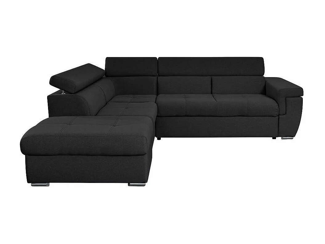 Canapé d'angle INAYA convertible avec coffre en tissu - Angle Gauche, Gris anthracite