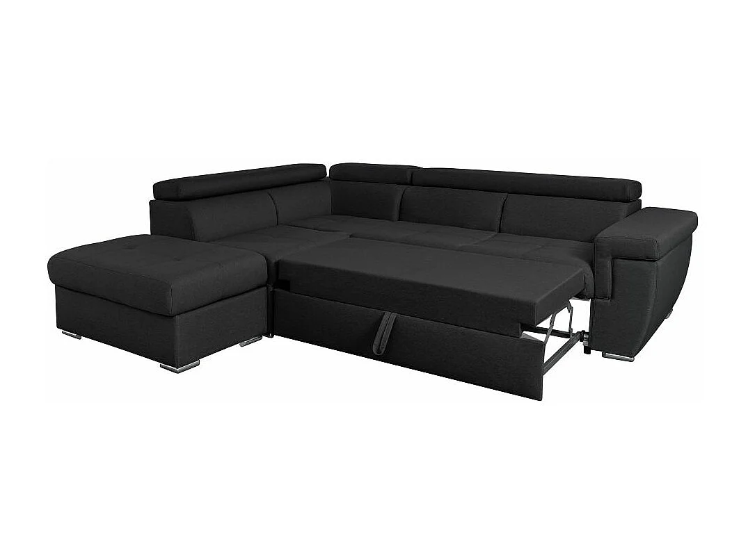 Canapé d'angle INAYA convertible avec coffre en tissu - Angle Gauche, Gris anthracite