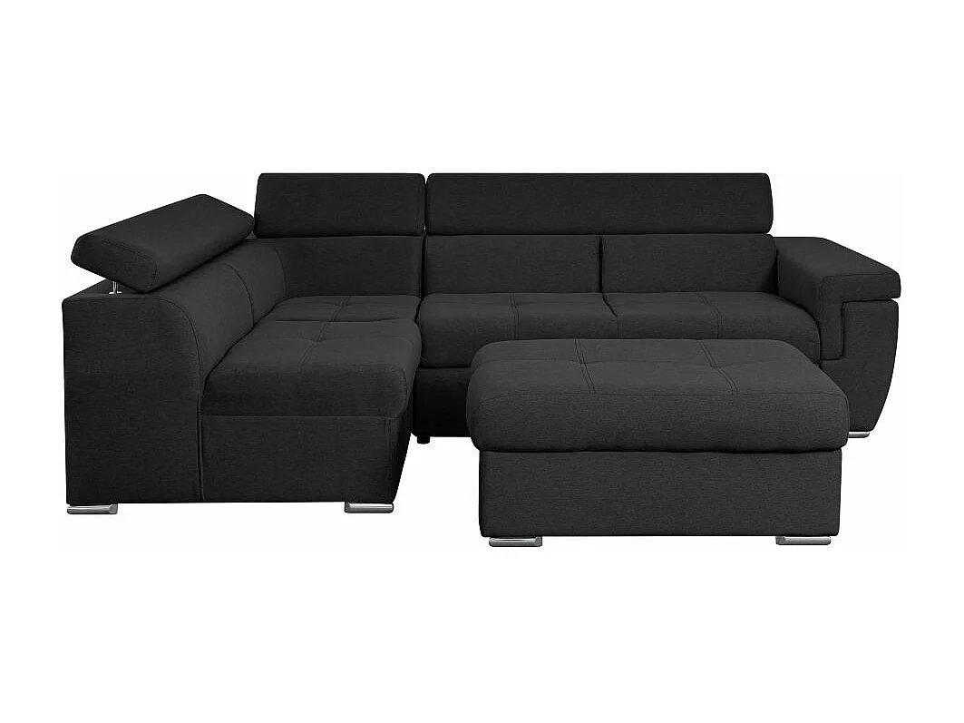 Canapé d'angle INAYA convertible avec coffre en tissu - Angle Gauche, Gris anthracite