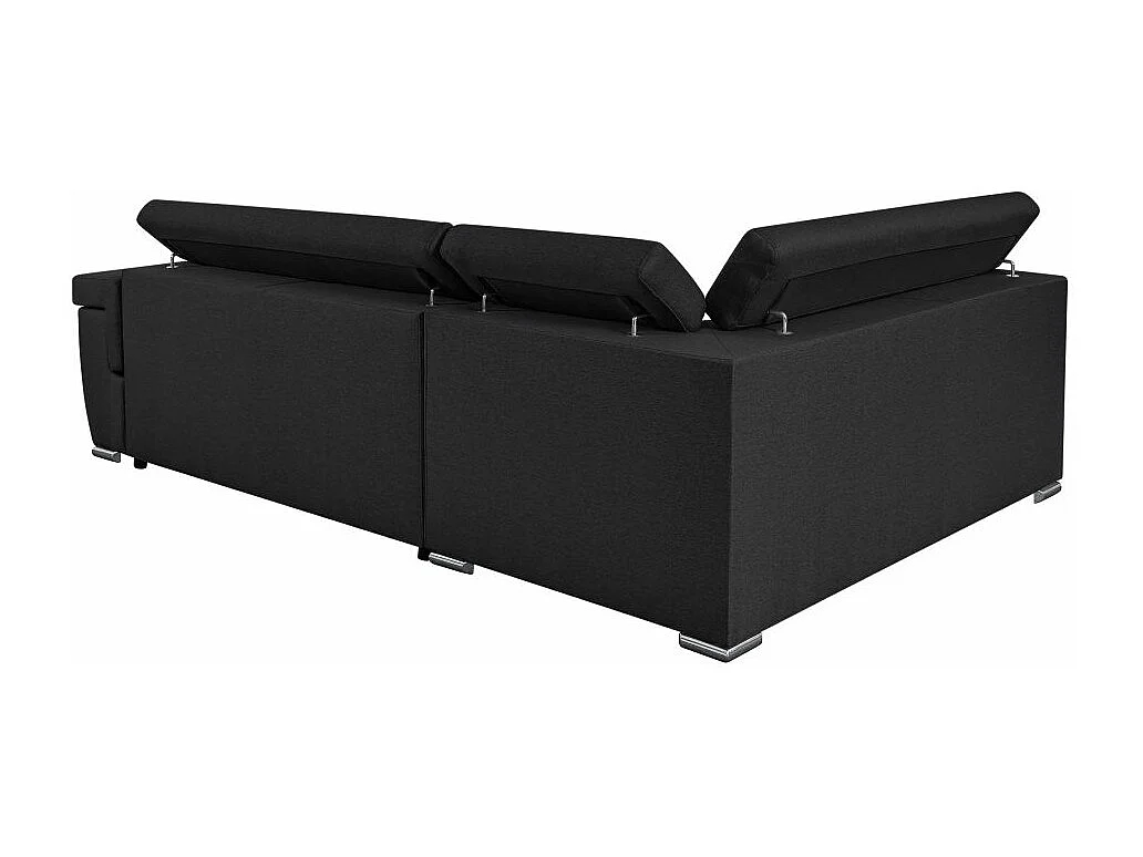 Canapé d'angle INAYA convertible avec coffre en tissu - Angle Gauche, Gris anthracite