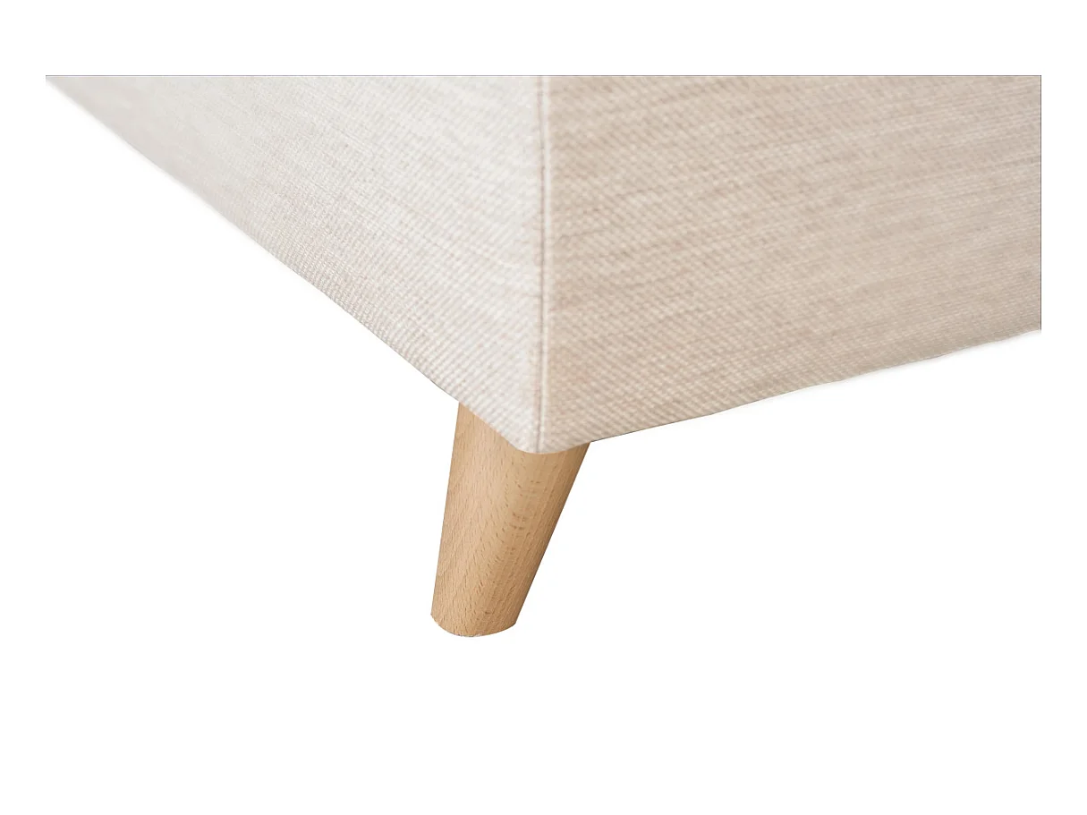 Canapé d'angle gauche convertible Rio Scandinave avec coffre en tissu - Beige, Pieds bois - L271 x P192 x H70cm - Loungitude