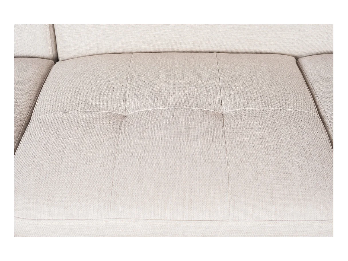 Canapé d'angle gauche convertible Rio Scandinave avec coffre en tissu - Beige, Pieds bois - L271 x P192 x H70cm - Loungitude