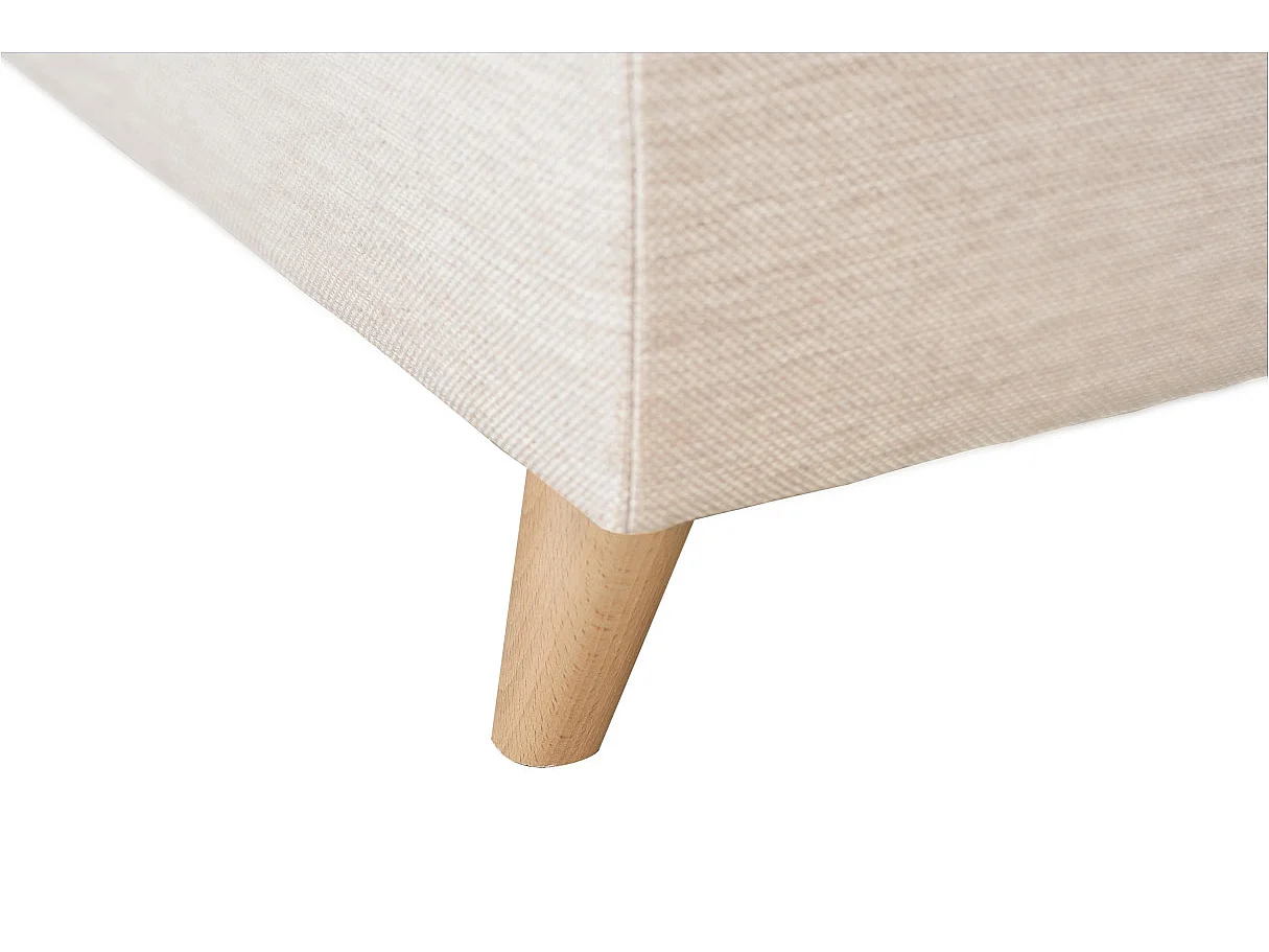 Canapé d'angle gauche convertible Rio Scandinave avec coffre en tissu - Beige, Pieds bois - L271 x P192 x H70cm - Loungitude