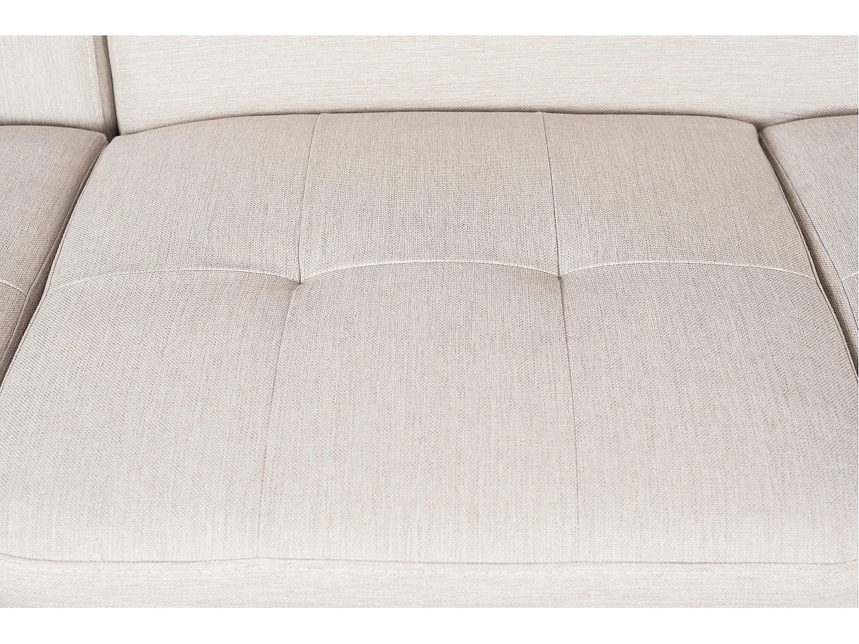 Canapé d'angle gauche convertible Rio Scandinave avec coffre en tissu - Beige, Pieds bois - L271 x P192 x H70cm - Loungitude