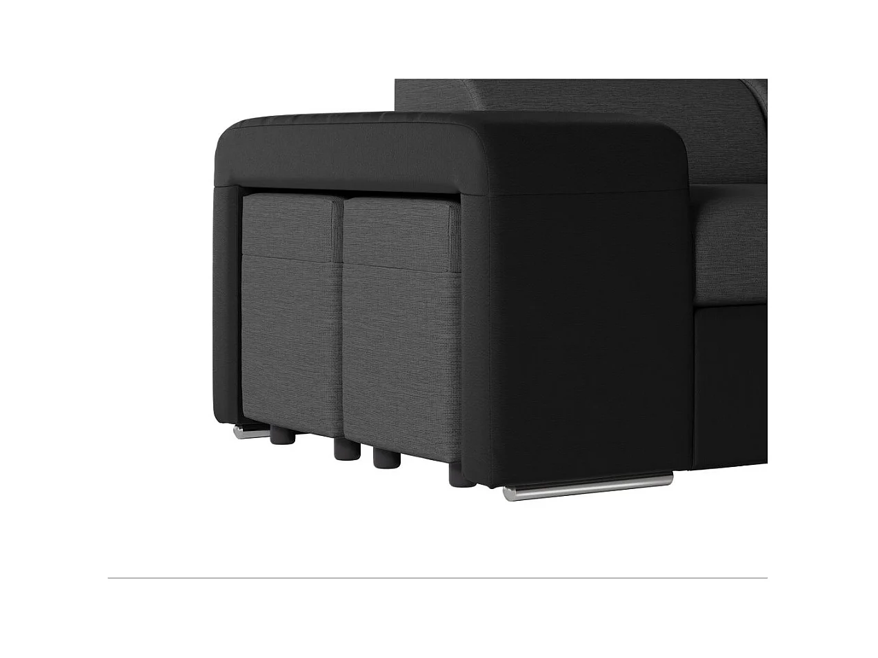 Canapé d'angle droit 3 places Soan convertible en simili et tissu - Gris / Noir - L262 x P220 x H76cm - Loungitude