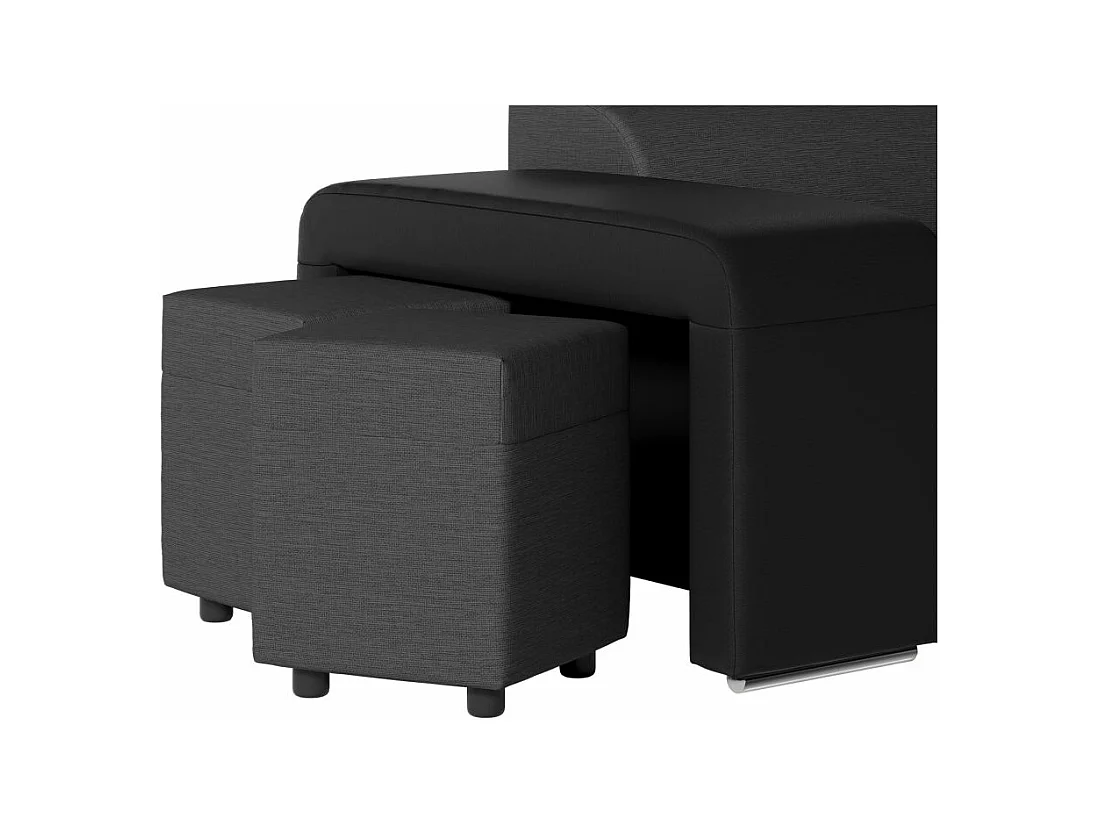 Canapé d'angle droit 3 places Soan convertible en simili et tissu - Gris / Noir - L262 x P220 x H76cm - Loungitude