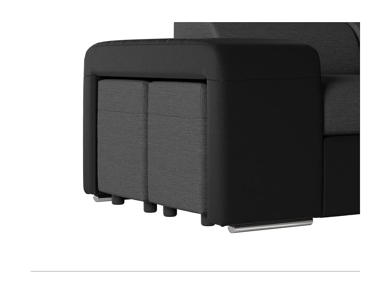 Canapé d'angle droit 3 places Soan convertible en simili et tissu - Gris / Noir - L262 x P220 x H76cm - Loungitude