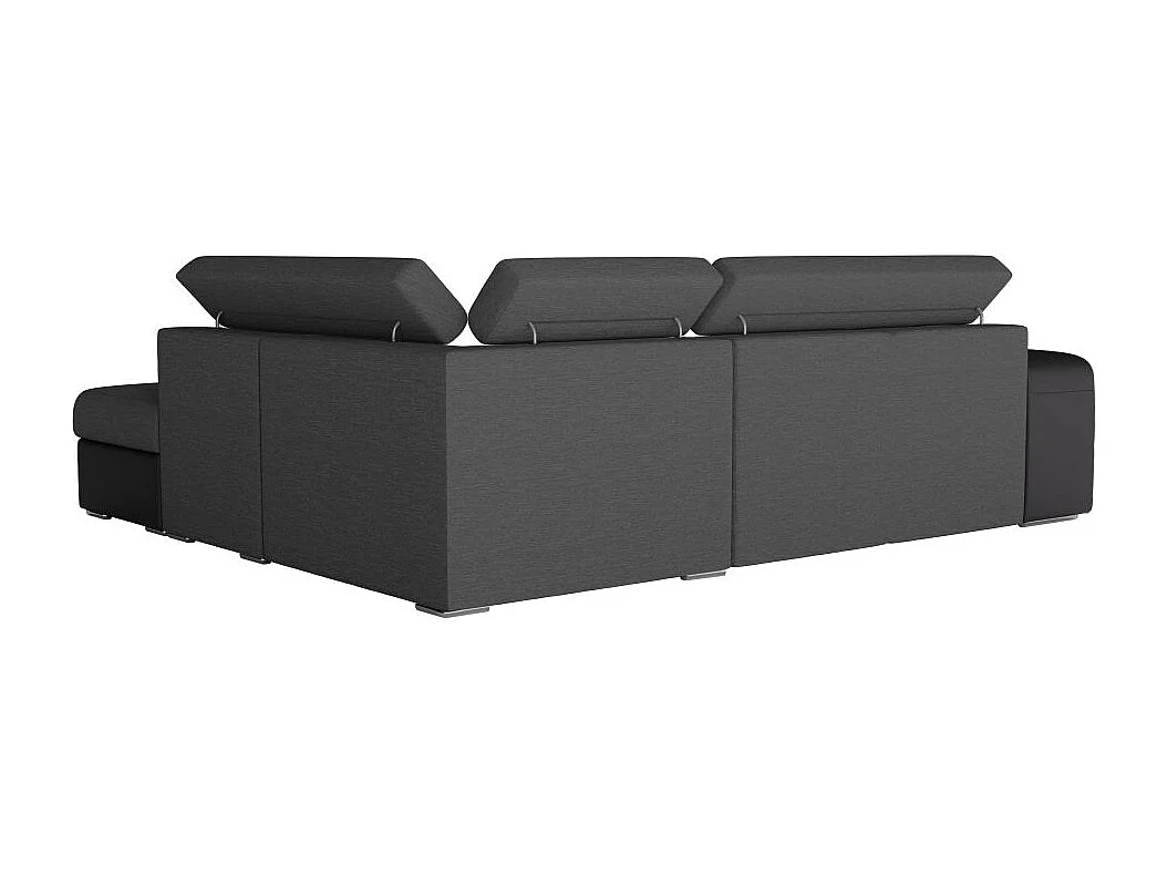 Canapé d'angle droit 3 places Soan convertible en simili et tissu - Gris / Noir - L262 x P220 x H76cm - Loungitude