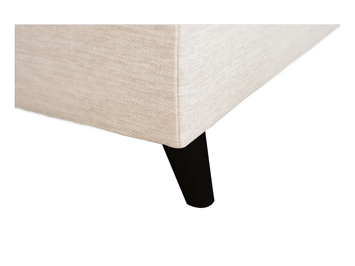 Canapé d'angle droit convertible Rio Scandinave avec coffre en tissu - Beige, Pieds noir - L271 x P192 x H70cm - Loungitude