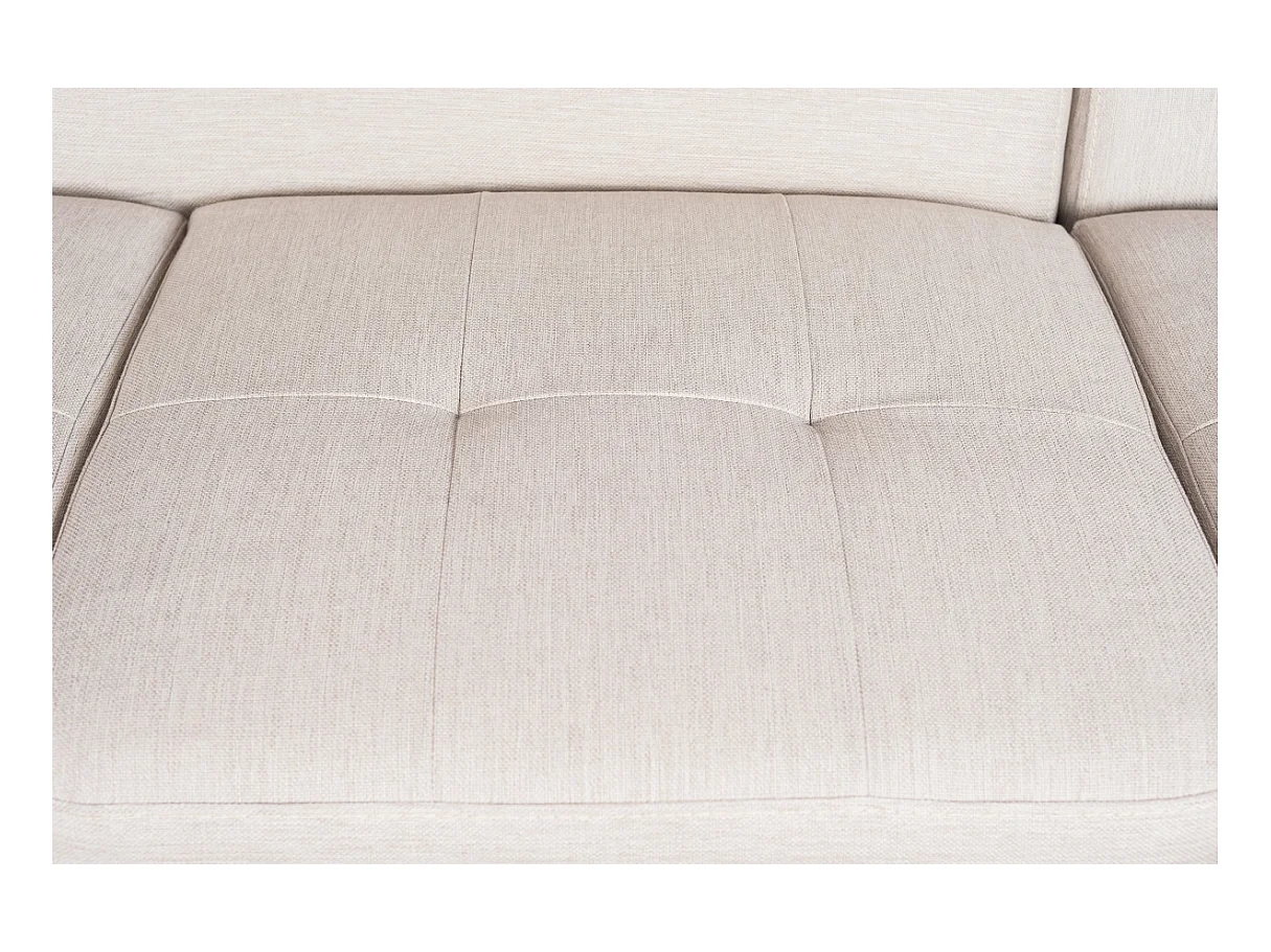 Canapé d'angle droit convertible Rio Scandinave avec coffre en tissu - Beige, Pieds noir - L271 x P192 x H70cm - Loungitude