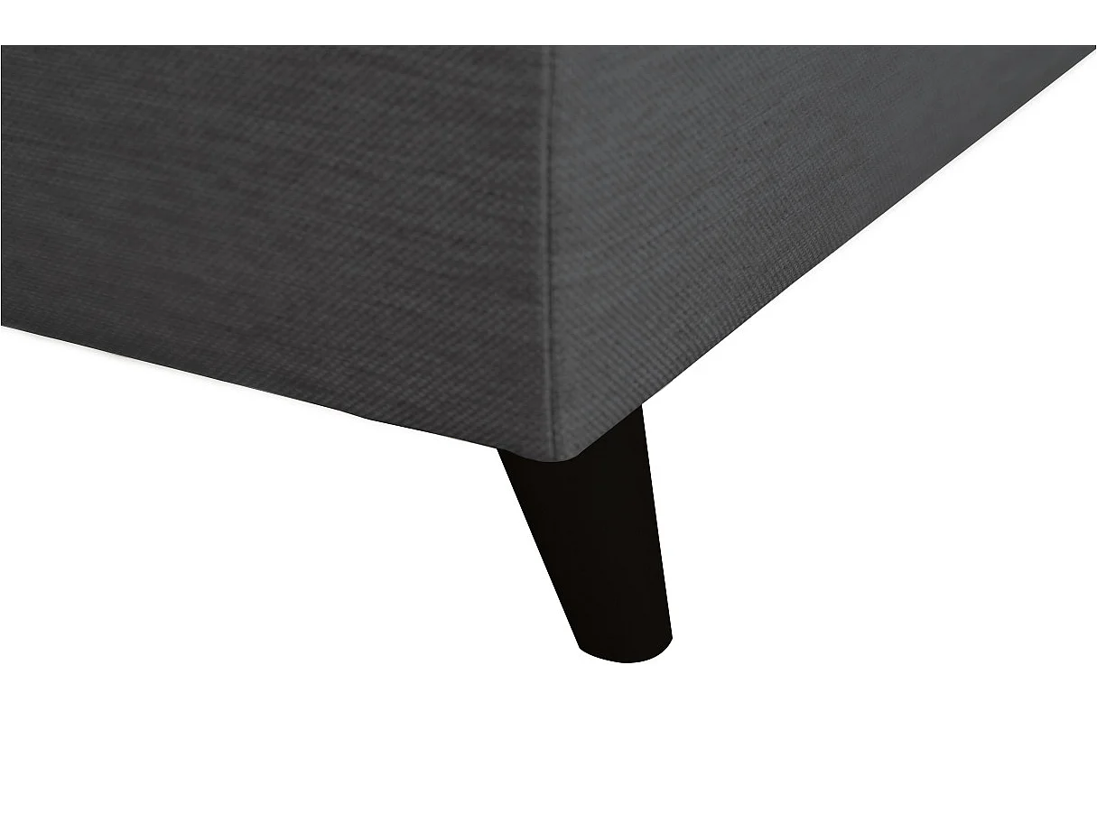 Canapé d'angle droit convertible Rio Scandinave avec coffre en tissu - Gris anthracite, Pieds noir - L271 x P192 x H70cm - Loungitude