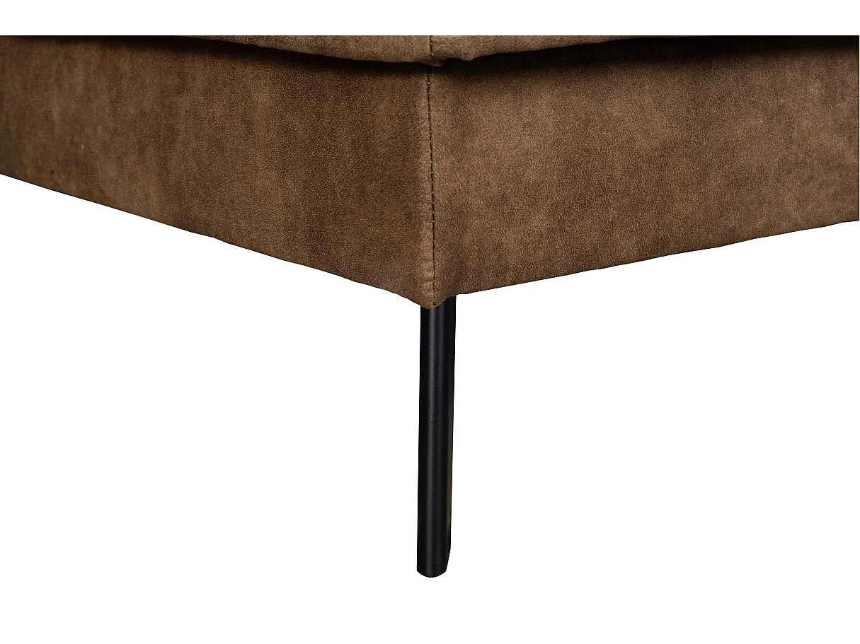 Canapé d'angle convertible 4 places avec coffre en tissu marron