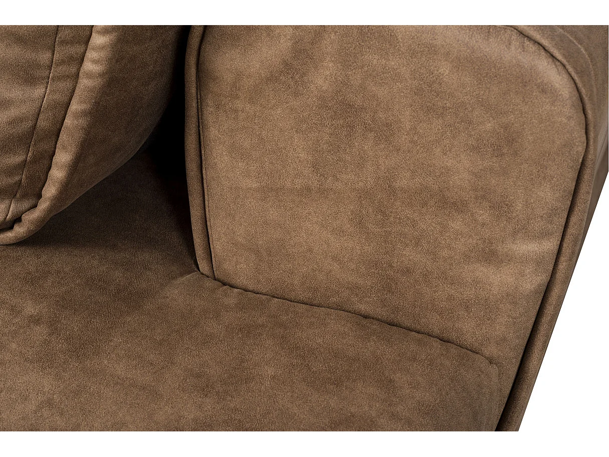 Canapé d'angle convertible 4 places avec coffre en tissu marron