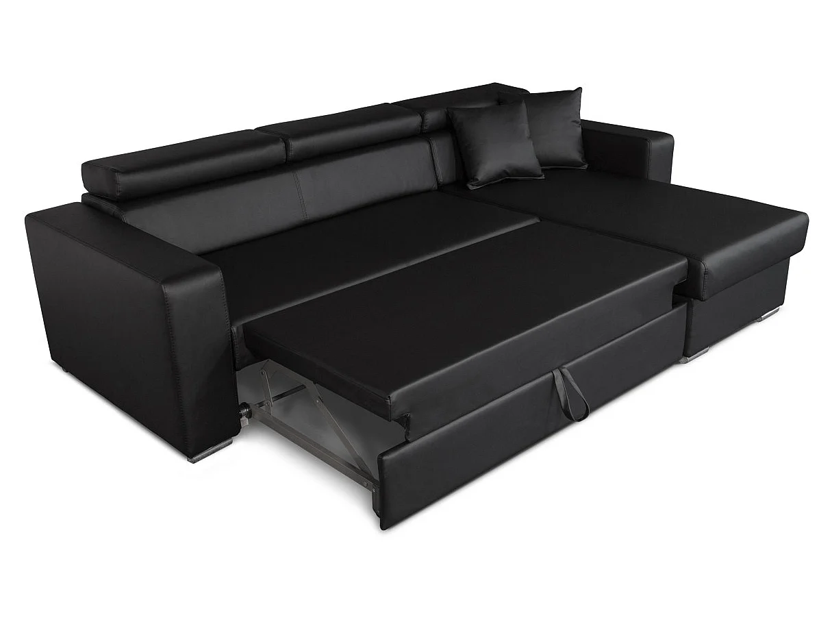 Canapé d'angle LESLIE Convertible et Réversible en Simili - Noir