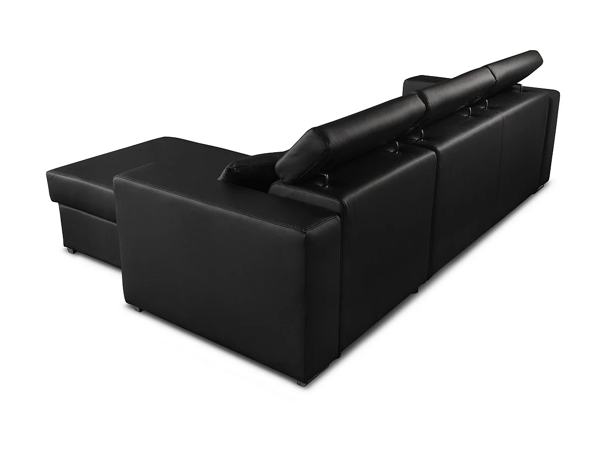 Canapé d'angle LESLIE Convertible et Réversible en Simili - Noir