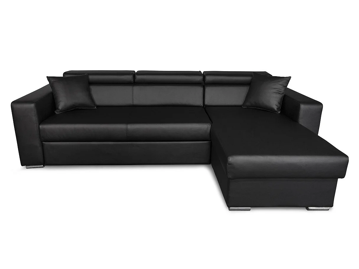 Canapé d'angle LESLIE Convertible et Réversible en Simili - Noir