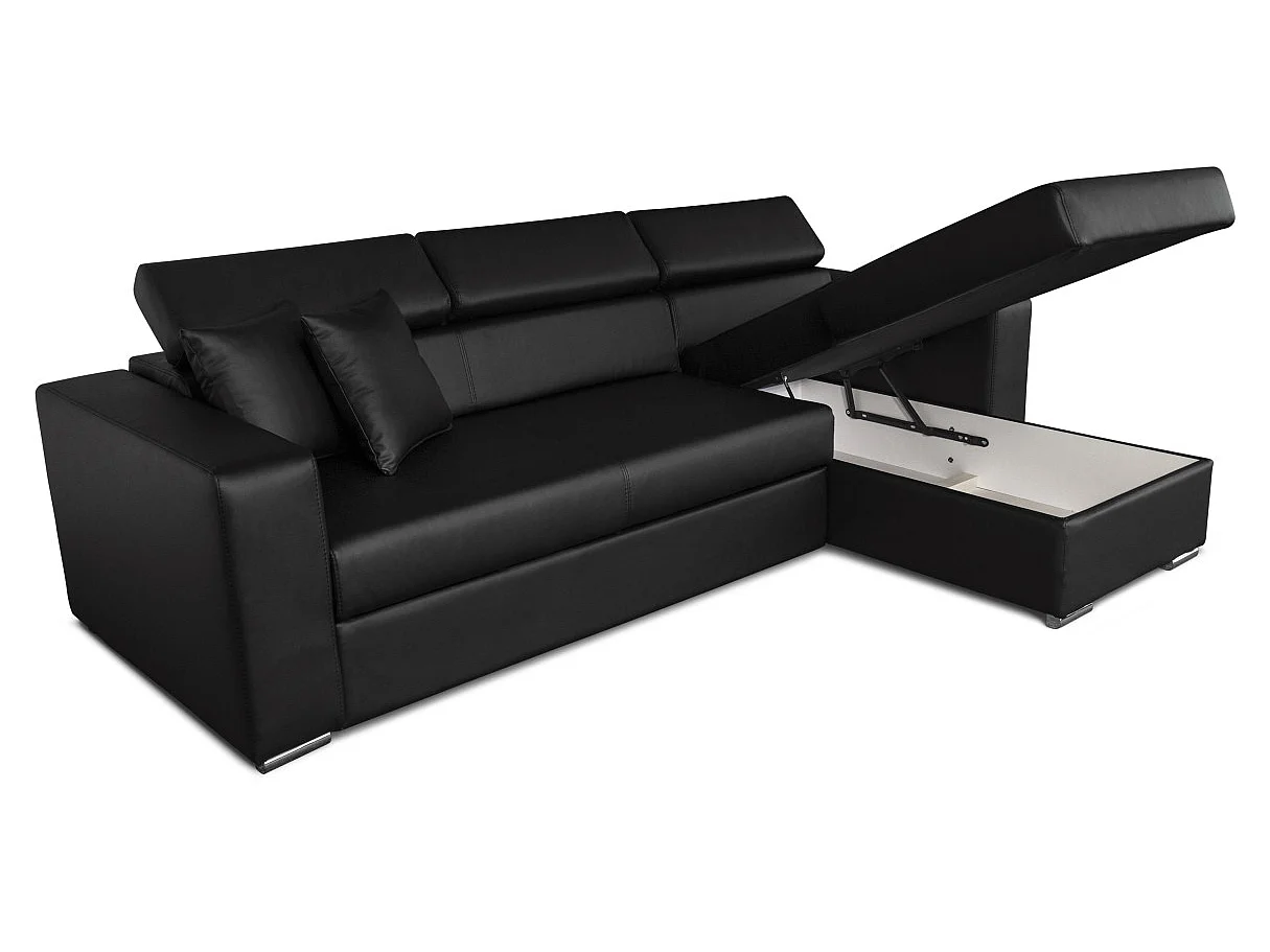 Canapé d'angle LESLIE Convertible et Réversible en Simili - Noir