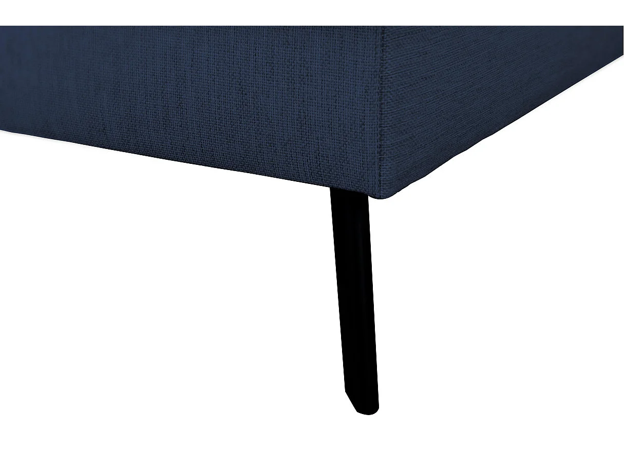 Canapé d'angle gauche 4 places India convertible 2 coffres en tissu - Bleu foncé - L304 x 212 x 86cm - Loungitude