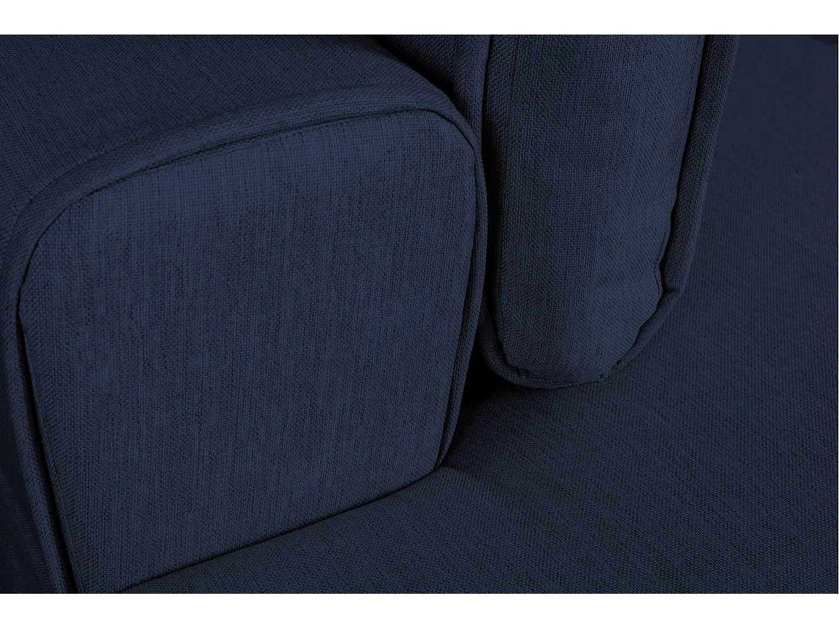 Canapé d'angle gauche 4 places India convertible 2 coffres en tissu - Bleu foncé - L304 x 212 x 86cm - Loungitude