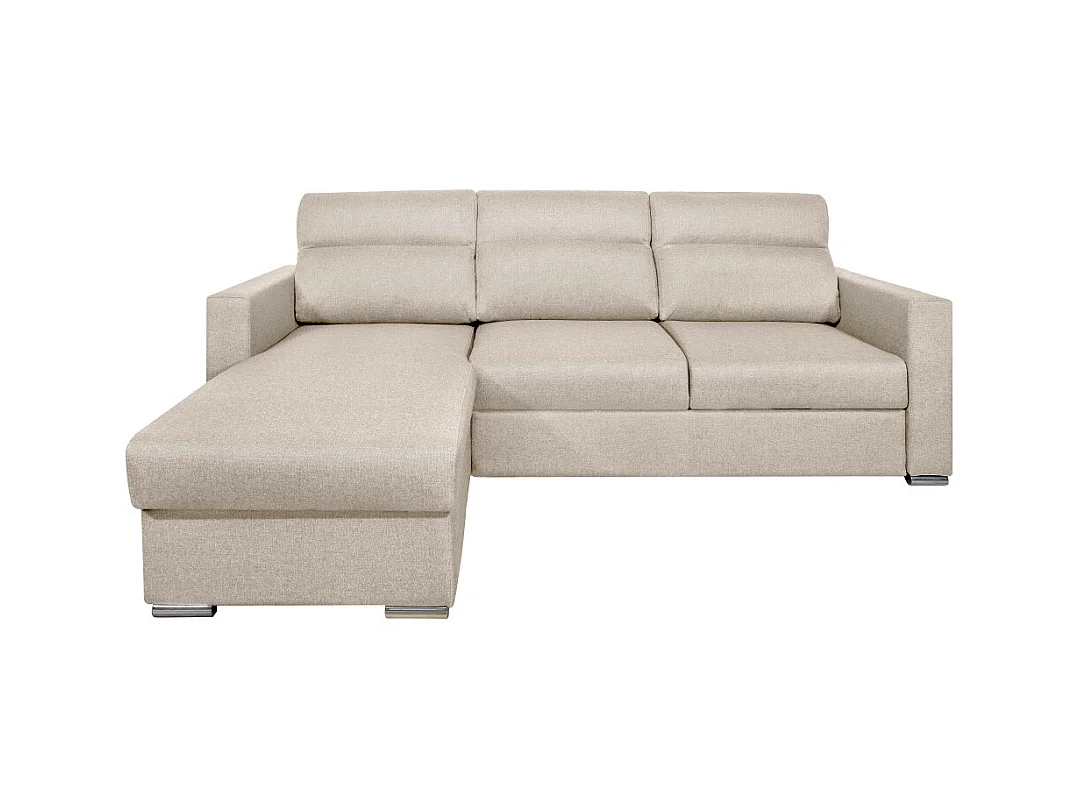 Canapé d'angle 4 places Kei réversible convertible en tissu - Beige - L242 x P177 x H95cm - Loungitude