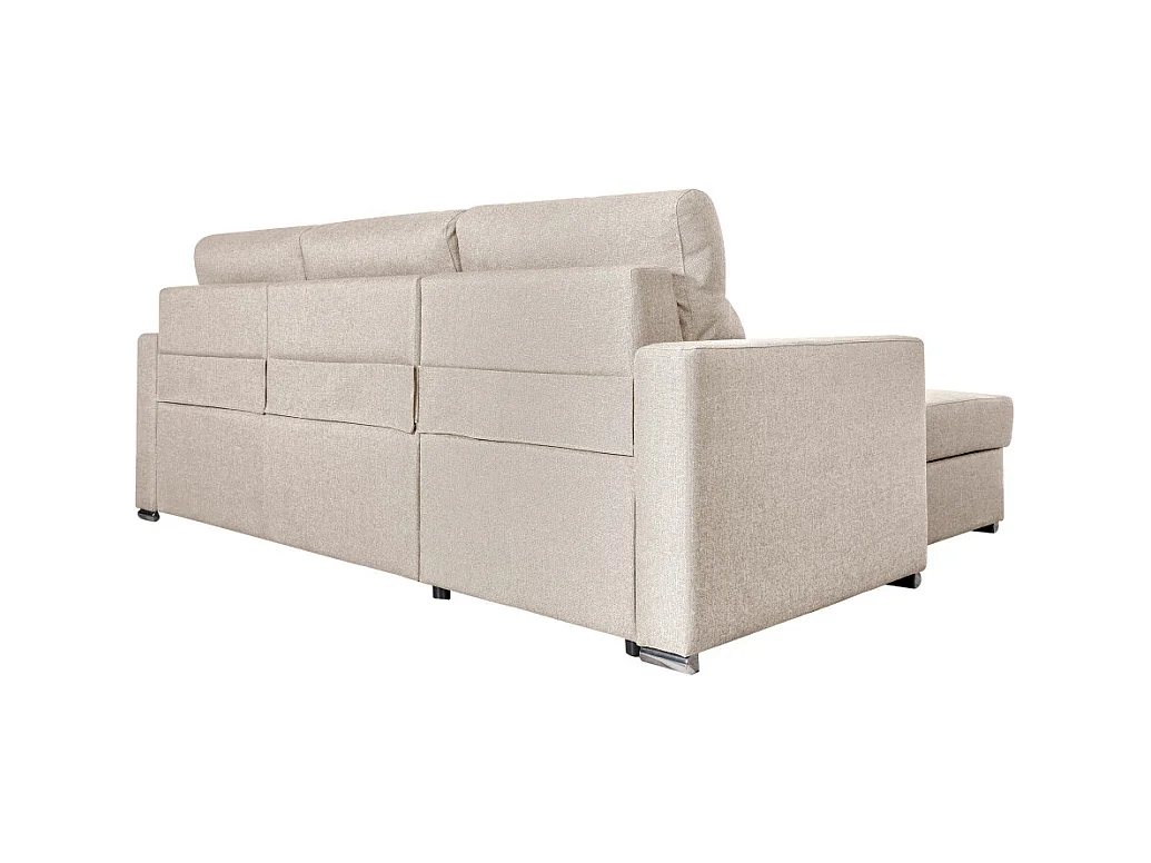 Canapé d'angle 4 places Kei réversible convertible en tissu - Beige - L242 x P177 x H95cm - Loungitude