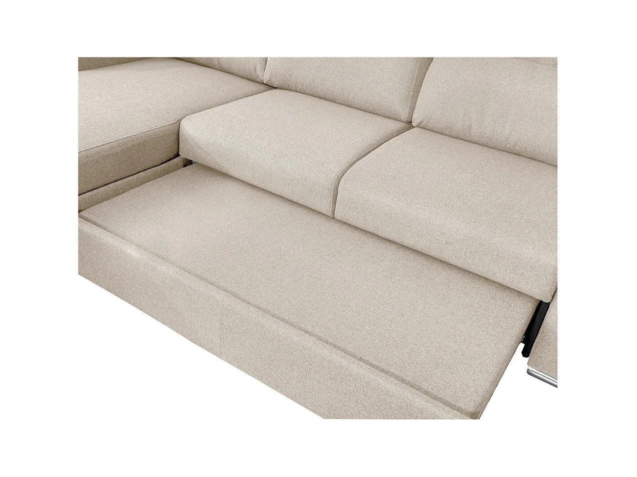 Canapé d'angle 4 places Kei réversible convertible en tissu - Beige - L242 x P177 x H95cm - Loungitude