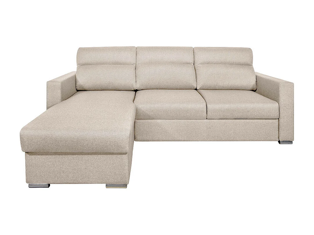 Canapé d'angle 4 places Kei réversible convertible en tissu - Beige - L242 x P177 x H95cm - Loungitude