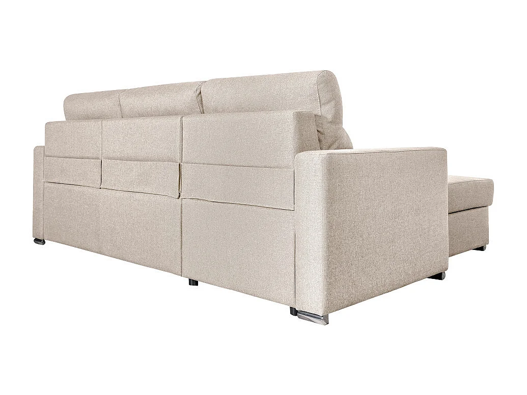Canapé d'angle 4 places Kei réversible convertible en tissu - Beige - L242 x P177 x H95cm - Loungitude