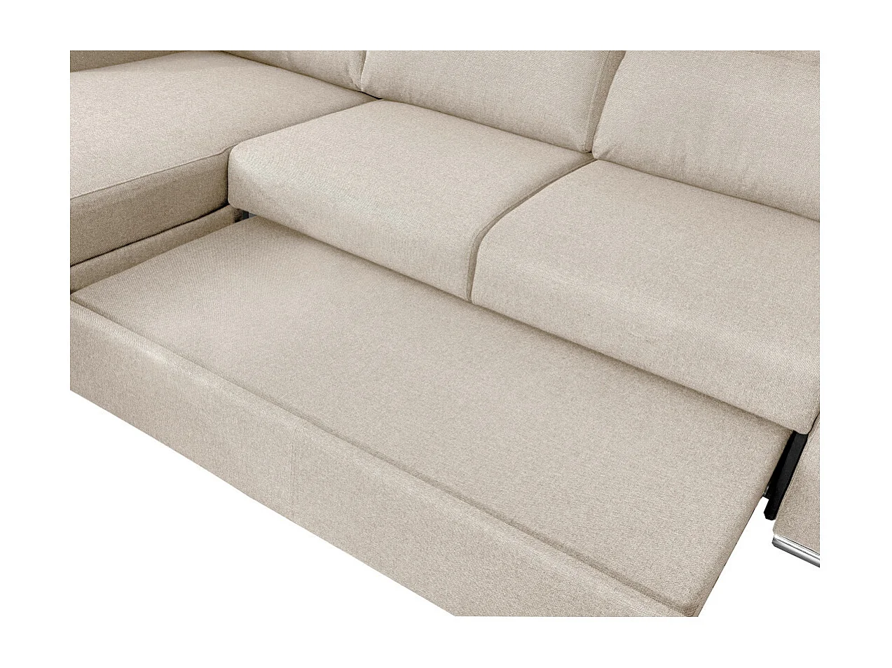 Canapé d'angle 4 places Kei réversible convertible en tissu - Beige - L242 x P177 x H95cm - Loungitude