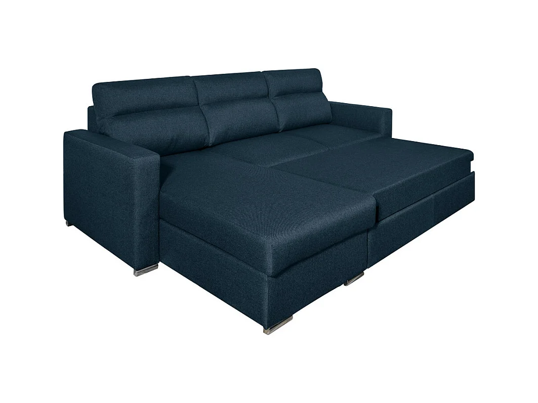 Canapé d'angle 4 places Kei réversible convertible en tissu - Bleu pétrole - L242 x P177 x H95cm - Loungitude