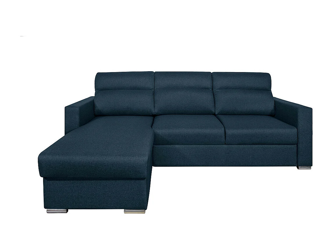 Canapé d'angle 4 places Kei réversible convertible en tissu - Bleu pétrole - L242 x P177 x H95cm - Loungitude