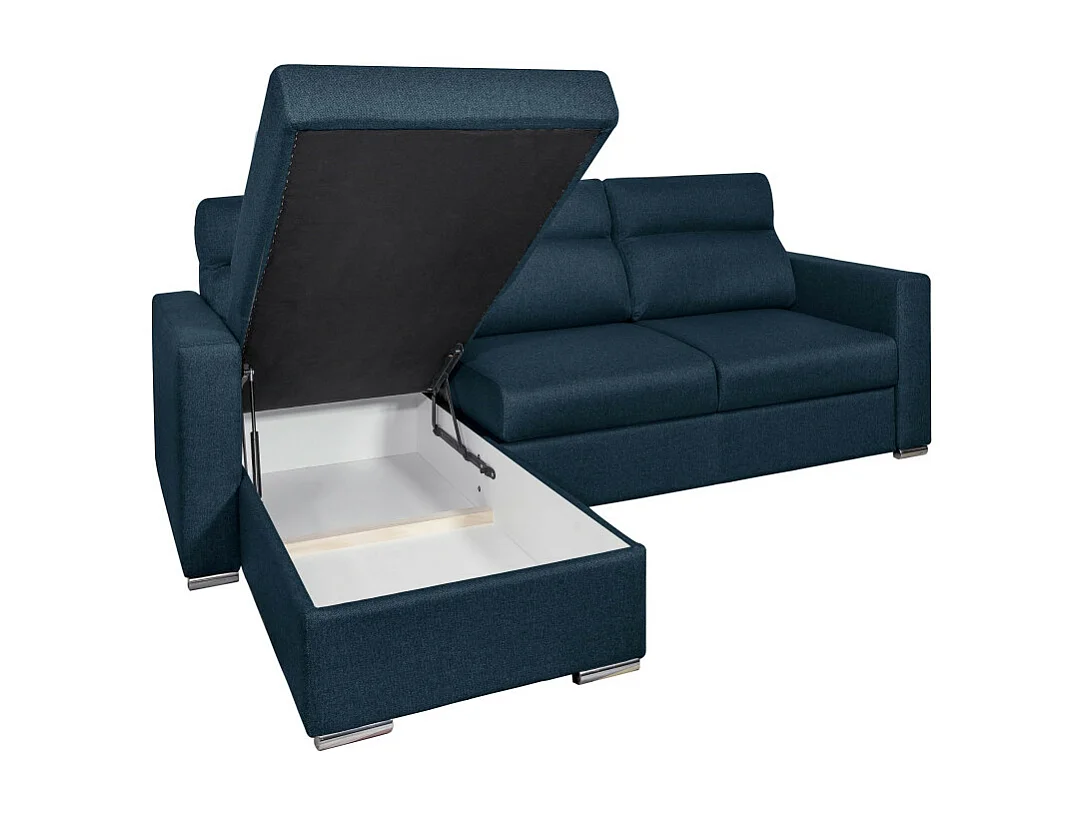 Canapé d'angle 4 places Kei réversible convertible en tissu - Bleu pétrole - L242 x P177 x H95cm - Loungitude