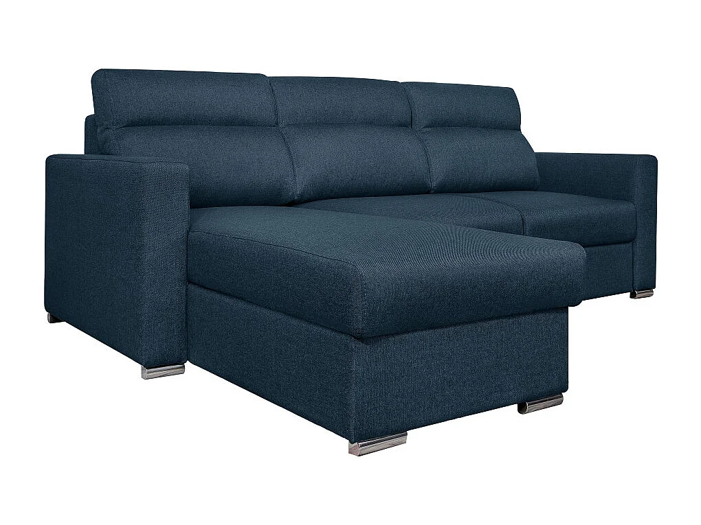 Canapé d'angle 4 places Kei réversible convertible en tissu - Bleu pétrole - L242 x P177 x H95cm - Loungitude