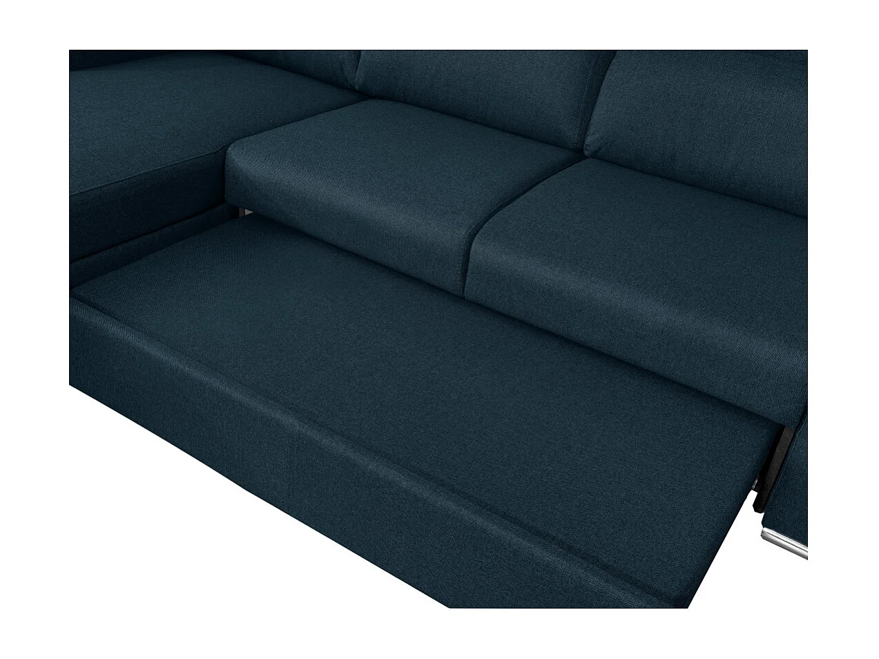 Canapé d'angle 4 places Kei réversible convertible en tissu - Bleu pétrole - L242 x P177 x H95cm - Loungitude