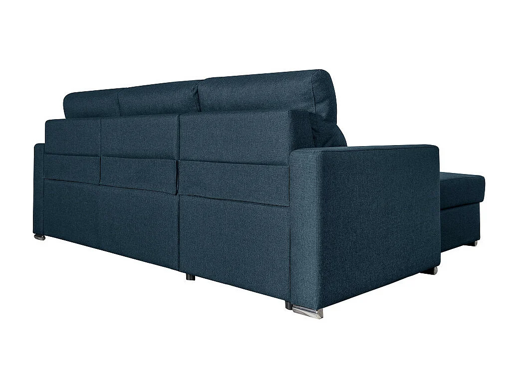Canapé d'angle 4 places Kei réversible convertible en tissu - Bleu pétrole - L242 x P177 x H95cm - Loungitude