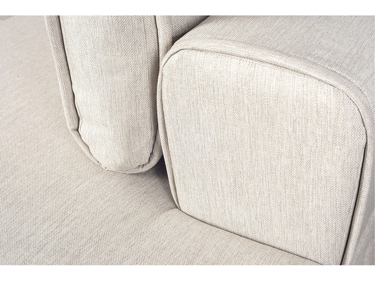 Canapé d'angle droit 4 places India convertible 2 coffres en tissu - Beige - L304 x 212 x 86cm - Loungitude