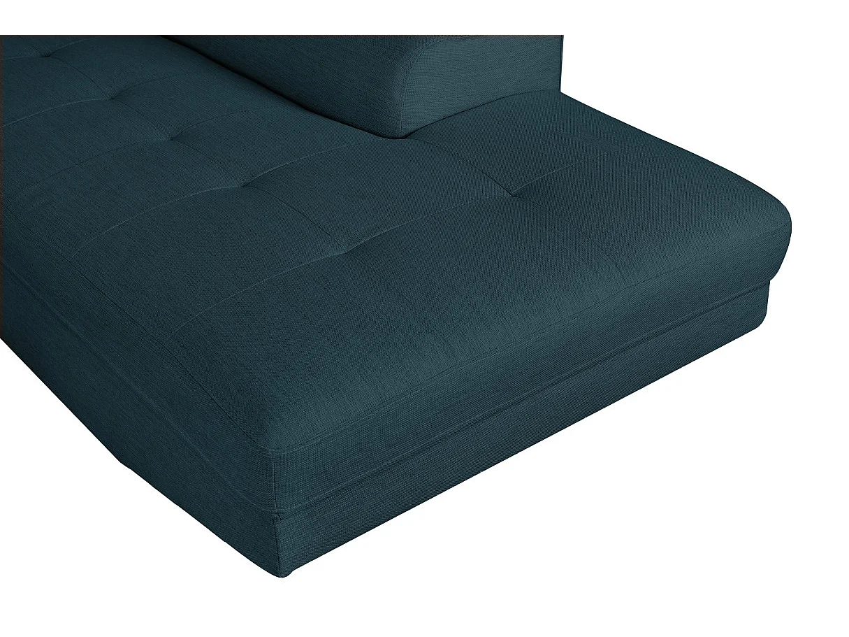 Canapé d'angle droit convertible Rio Scandinave avec coffre en tissu - Bleu, Pieds noir - L271 x P192 x H70cm - Loungitude