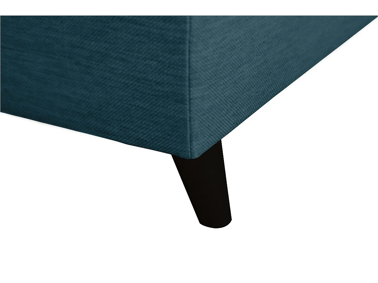 Canapé d'angle droit convertible Rio Scandinave avec coffre en tissu - Bleu, Pieds noir - L271 x P192 x H70cm - Loungitude
