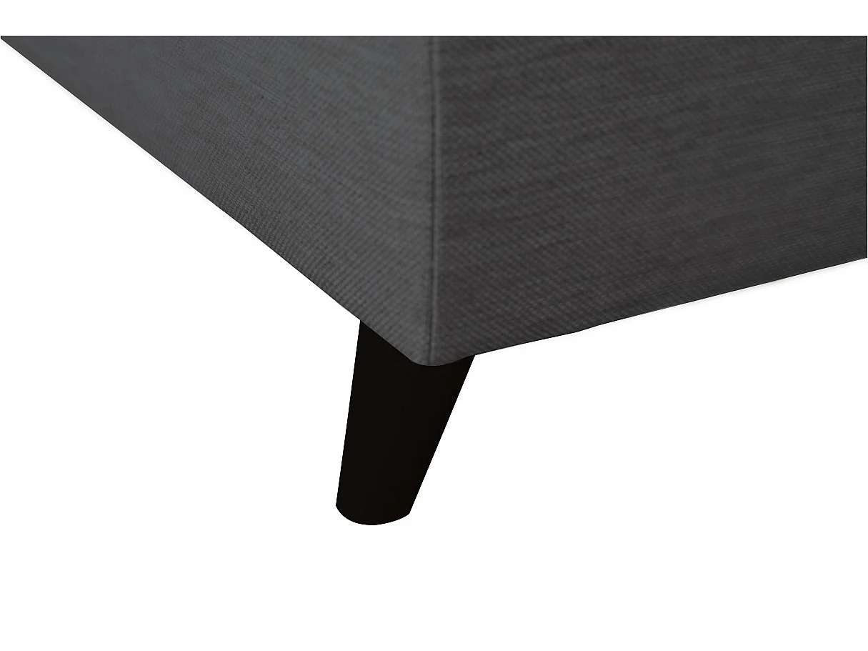 Canapé d'angle gauche convertible Rio Scandinave avec coffre en tissu - Gris anthracite, Pieds noir - L271 x P192 x H70cm - Loungitude