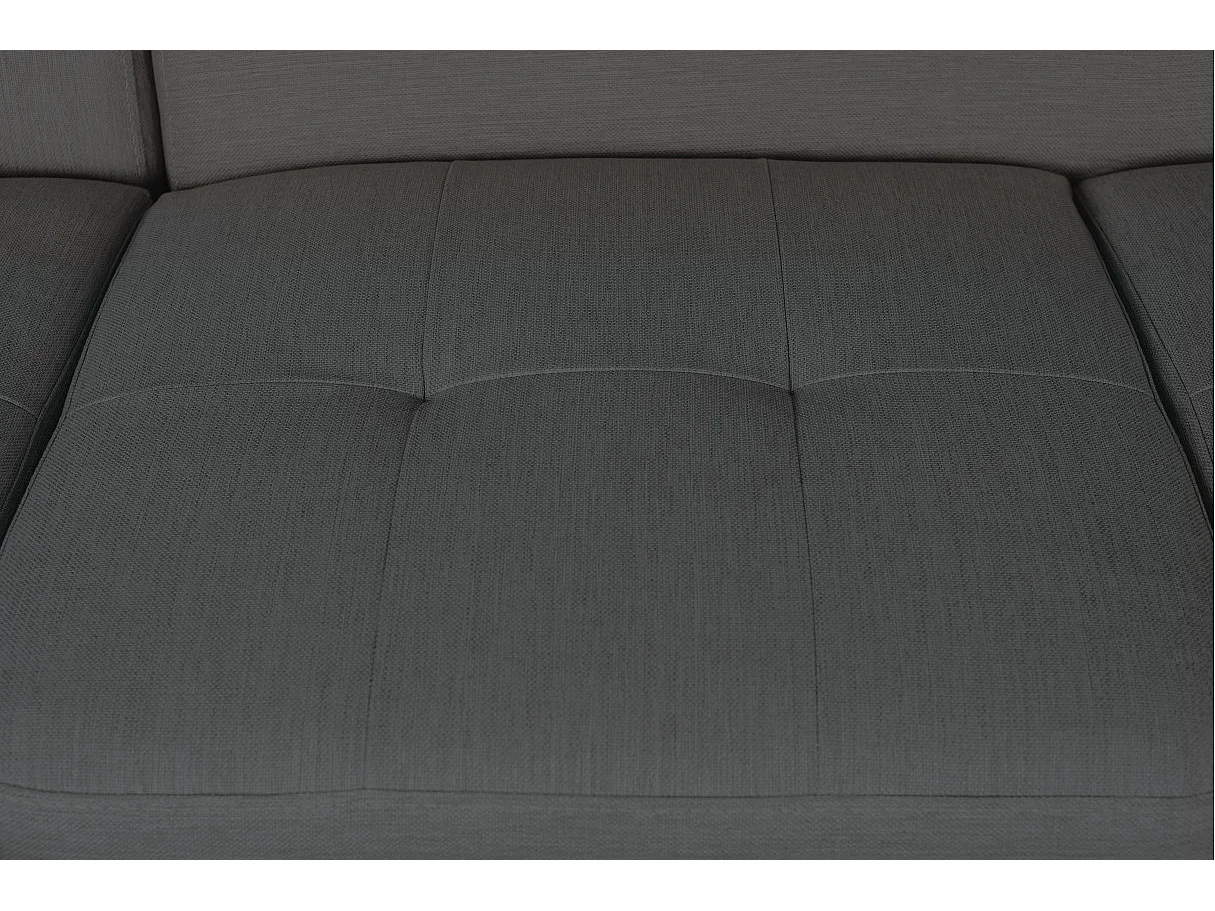 Canapé d'angle gauche convertible Rio Scandinave avec coffre en tissu - Gris anthracite, Pieds noir - L271 x P192 x H70cm - Loungitude