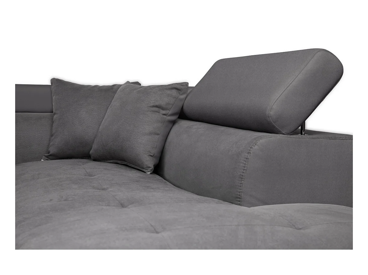 Canapé d'angle droit 5 places Rio Convertible avec coffre en microfibre - Gris - L271 x P192 x H70cm - Loungitude