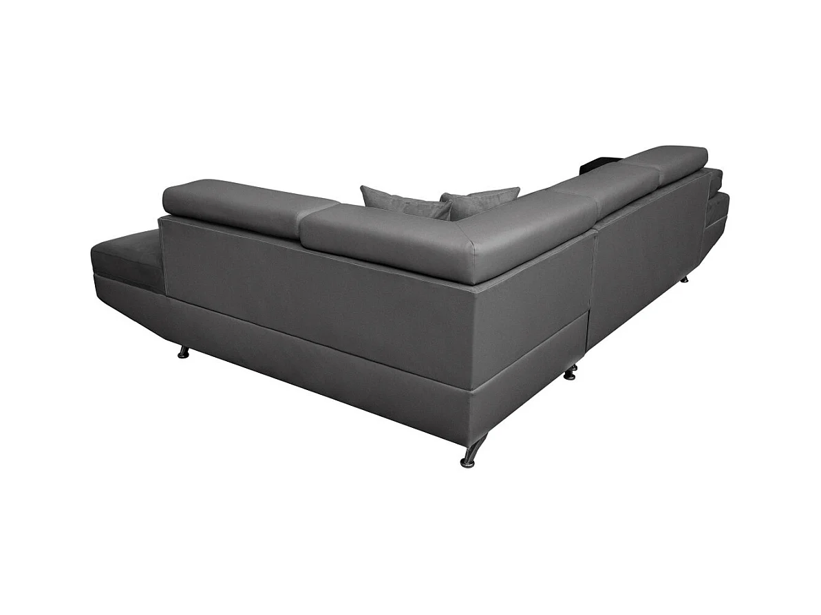 Canapé d'angle droit 5 places Rio Convertible avec coffre en microfibre - Gris - L271 x P192 x H70cm - Loungitude