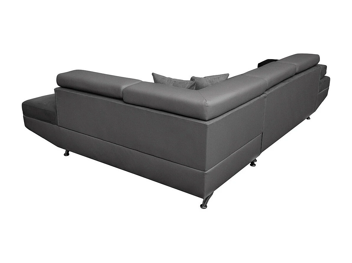 Canapé d'angle droit 5 places Rio convertible avec coffre en microfibre - Gris - L271 x P192 x H70cm - Loungitude