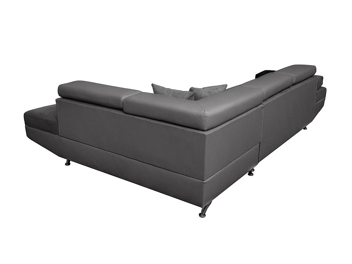 Canapé d'angle droit 5 places Rio convertible avec coffre en microfibre - Gris - L271 x P192 x H70cm - Loungitude