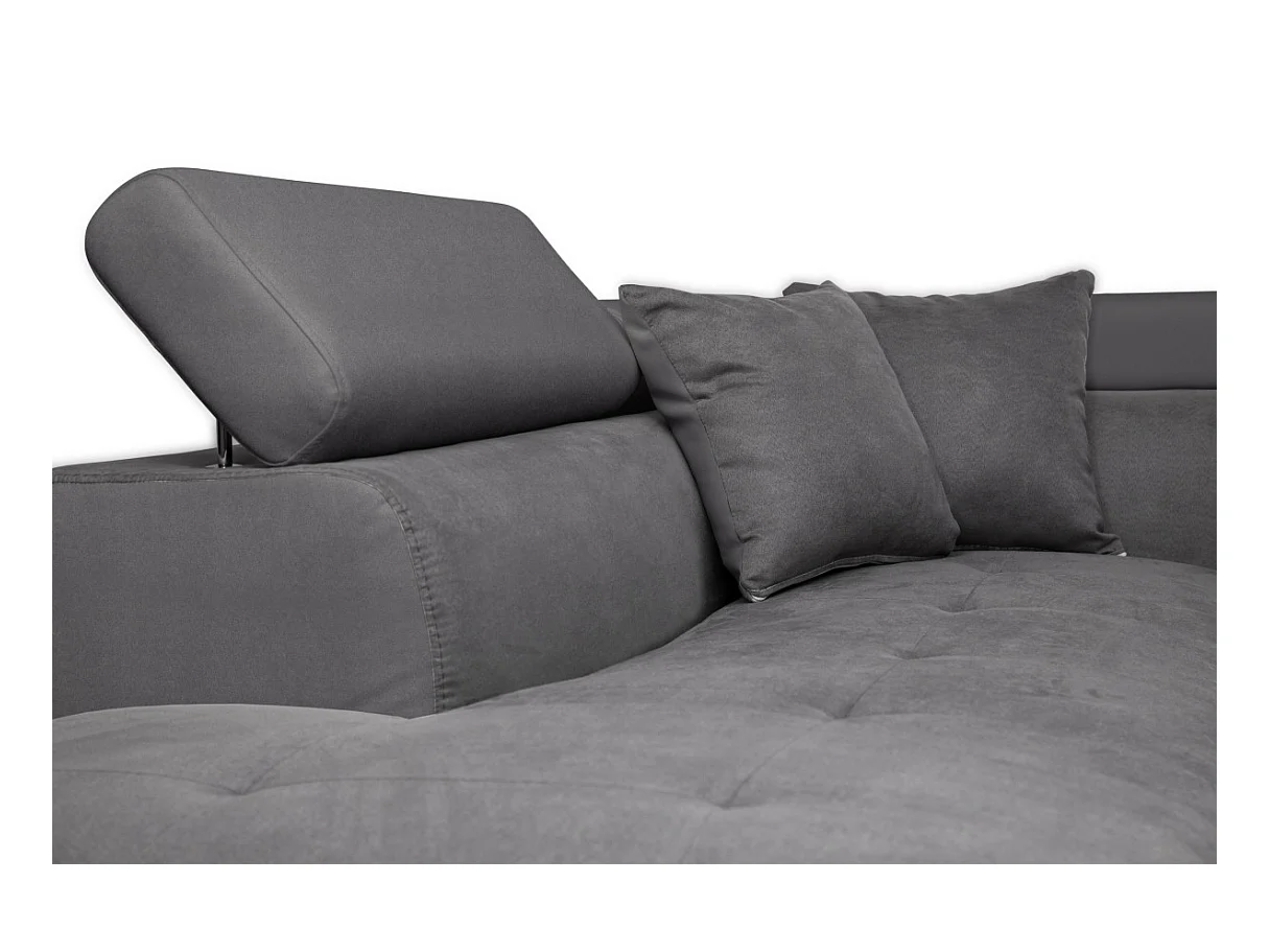 Canapé d'angle gauche 5 places Rio Convertible avec coffre en microfibre - Gris - L271 x P192 x H70cm - Loungitude