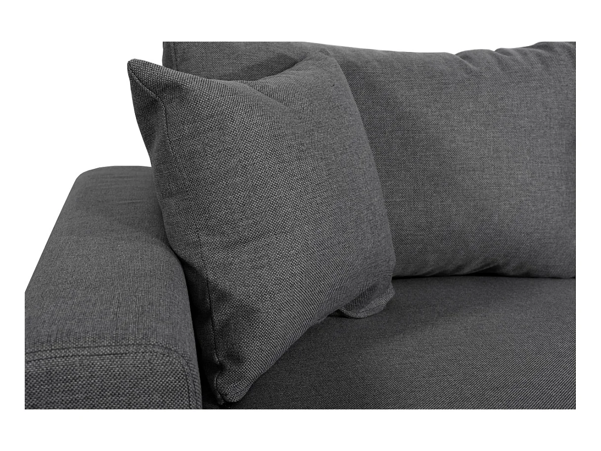 Canapé d'angle panoramique Oslo convertible avec coffres et poufs à droite - Tissu - Gris anthracite - L311 x P146 x H81cm - Loungitude