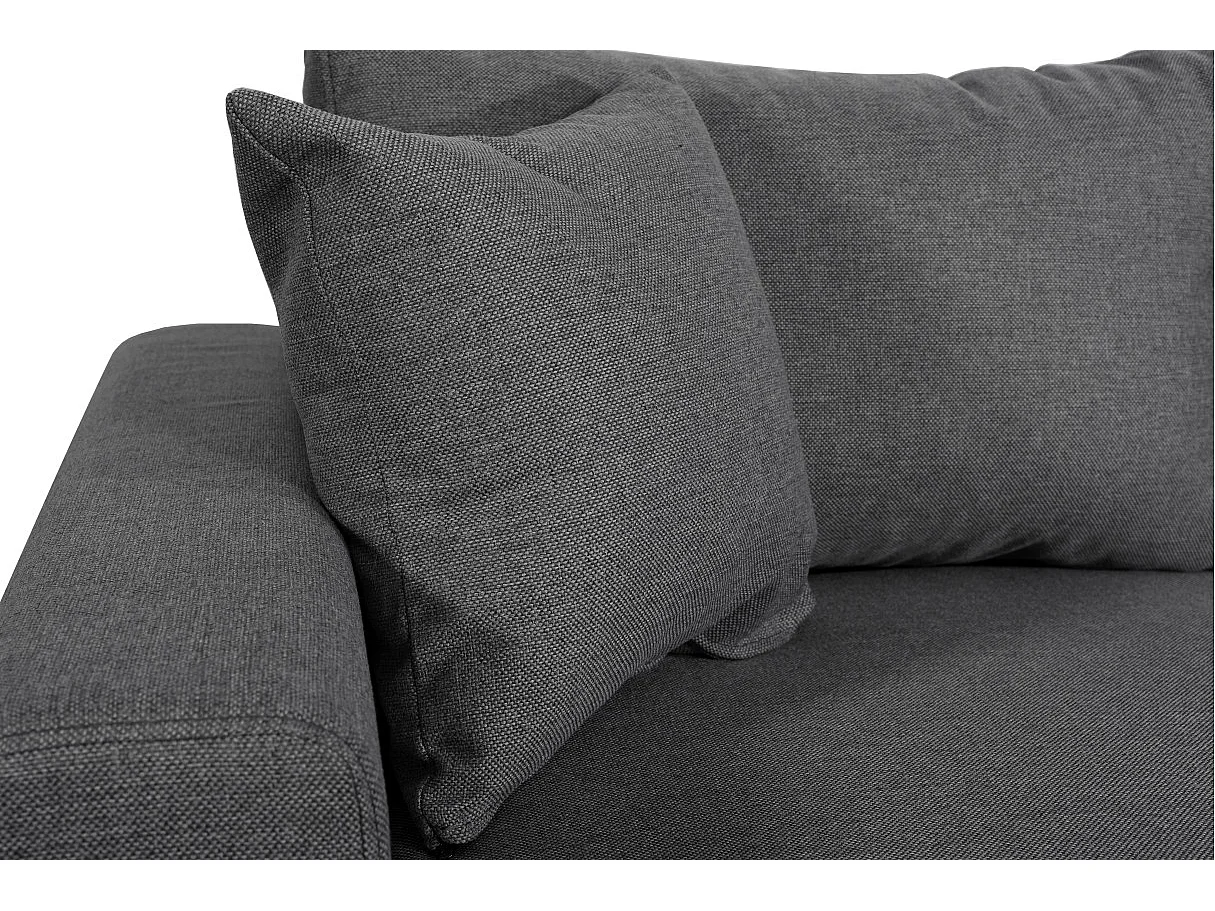 Canapé d'angle panoramique Oslo convertible avec coffres et poufs à droite - Tissu - Gris anthracite - L311 x P146 x H81cm - Loungitude