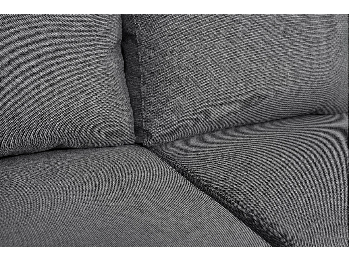 Canapé d'angle panoramique Oslo convertible avec coffres et poufs à droite - Tissu - Gris anthracite - L311 x P146 x H81cm - Loungitude